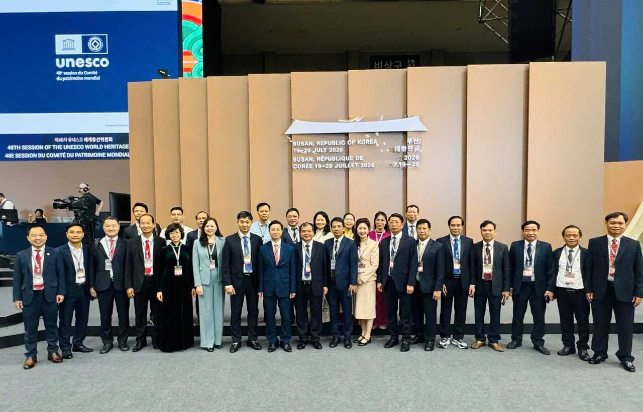 Đoàn Việt Nam tham dự kỳ họp thứ 48 của Ủy ban Di sản Thế giới tại Hàn Quốc. Ảnh: Cục Di sản văn hóa