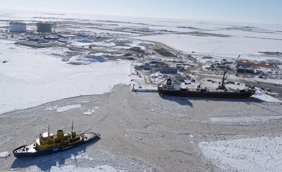Quang cảnh cảng Sabetta ở Khu tự trị Yamal-Nenets.