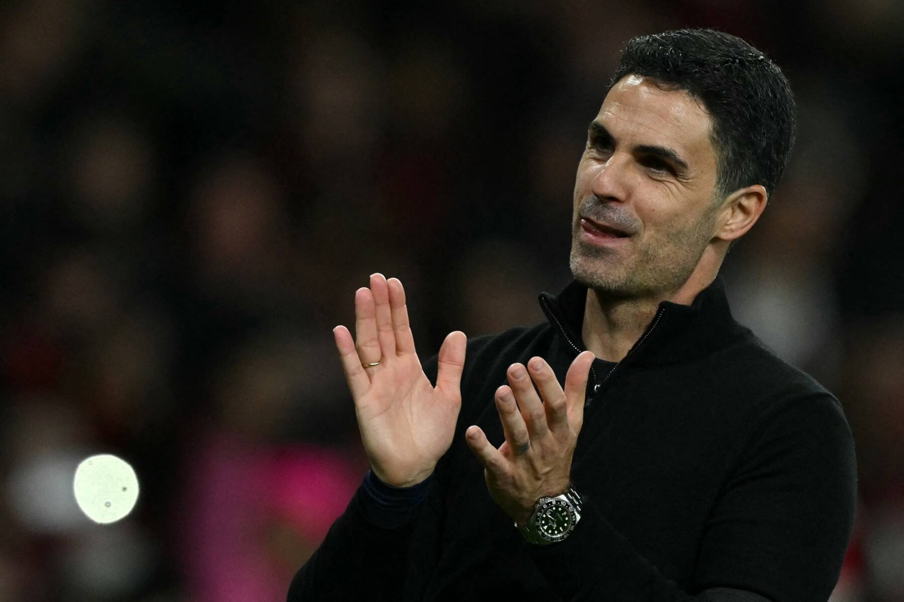 Niềm vui của Mikel Arteta. Ảnh: AFP