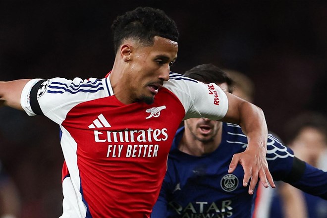 Saliba dính chấn thương và Arsenal cần một phương án thay thế.  Ảnh: AFP