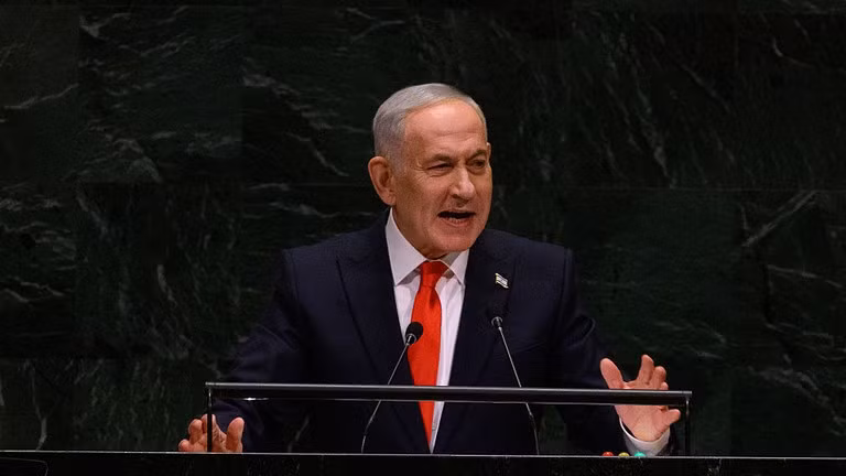 Thủ tướng Israel Benjamin Netanyahu phát biểu trước Đại hội đồng LHQ tại New York, ngày 24/9/2026.