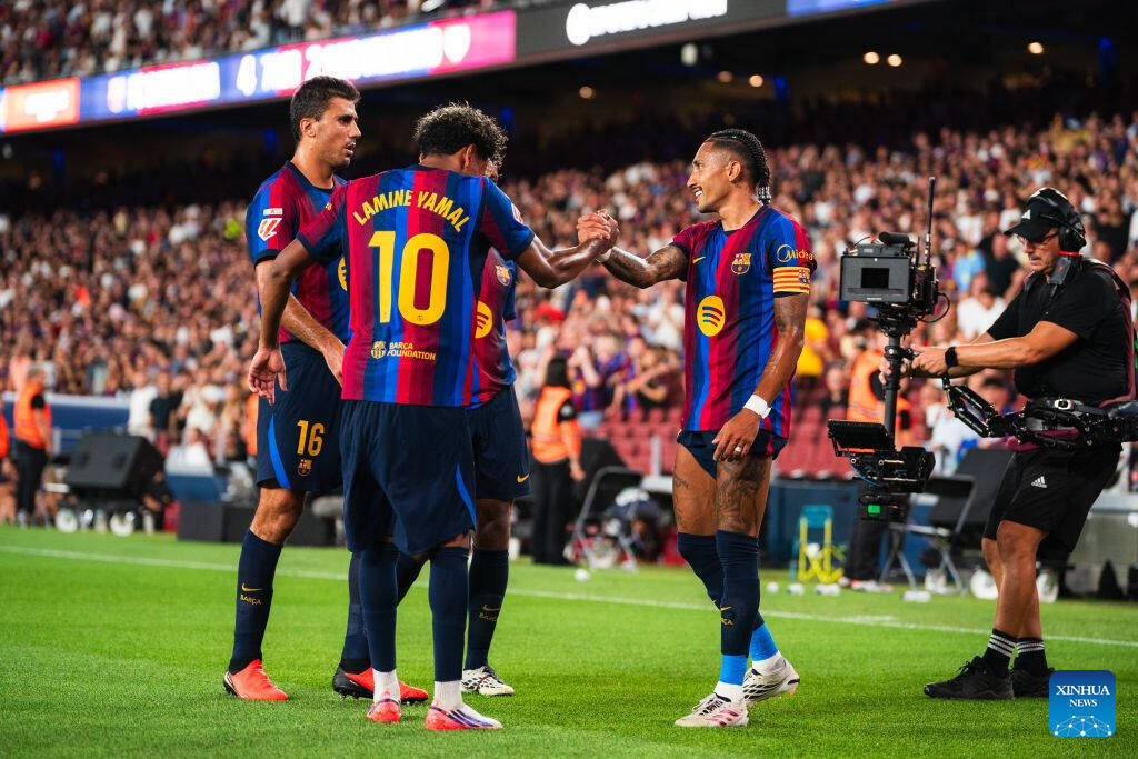 Hàng công của Barcelona đang có hiệu suất ghi bàn rất cao. Ảnh: Xinhua