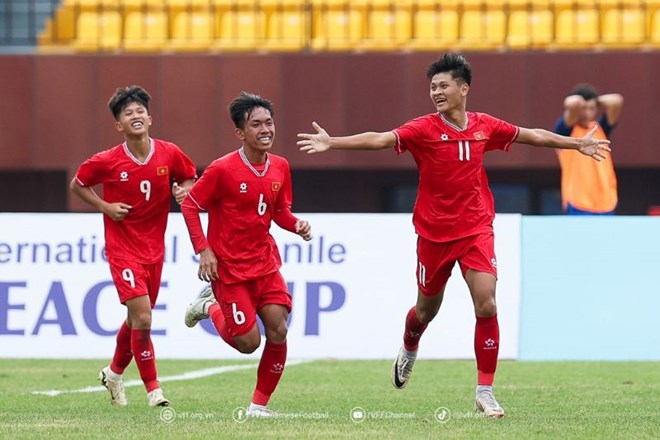 U17 Việt Nam giành quyền dự vòng chung kết U17 World Cup 2026 vào tháng 11 tới. Ảnh: VFF