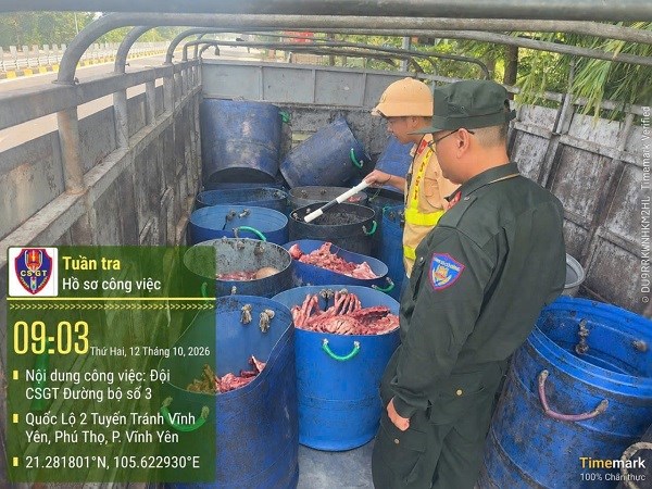 Phát hiện xe chở xương, nội tạng động vật không rõ nguồn gốc ở Phú Thọ