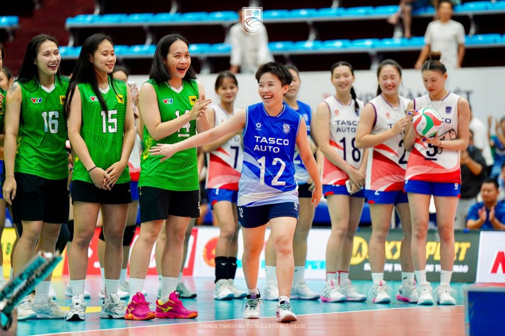 Khánh Đang duy trì phong độ ổn định tại giải bóng chuyền quốc gia 2026. Ảnh: HNTA